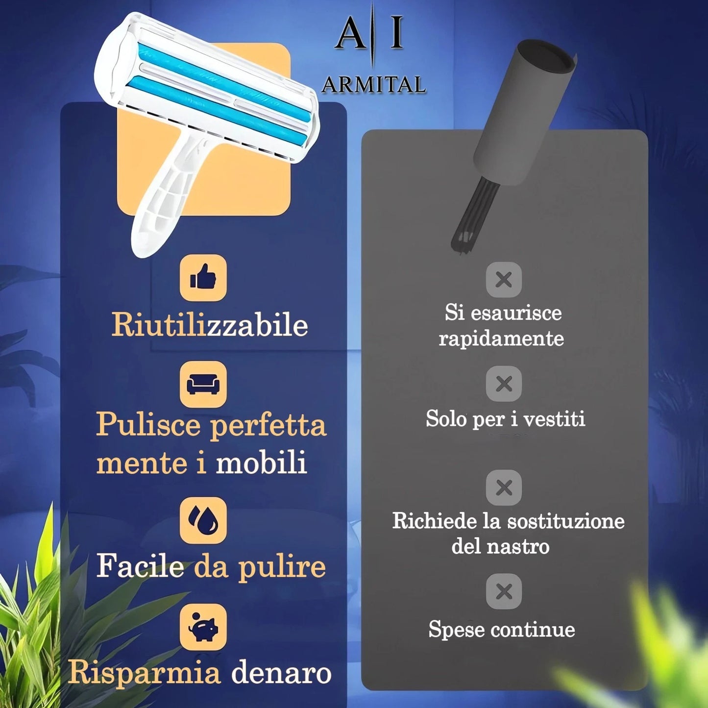 Spazzola Rullo Autopulente Rimuovi Peli Animali Professionale Per Divani Tappeti Sedili Auto E Tessuti