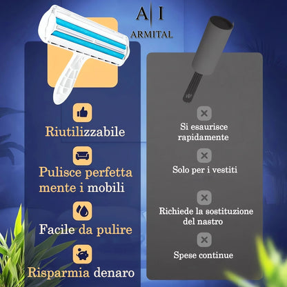 Spazzola Rullo Autopulente Rimuovi Peli Animali Professionale Per Divani Tappeti Sedili Auto E Tessuti