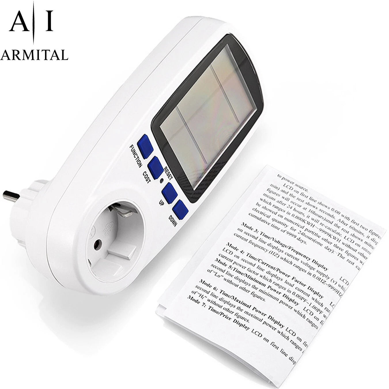 Wattmetro Digitale 220V 16A Misuratore Consumi Energetici LCD 3680W Presa EU