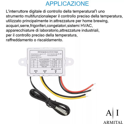 Termostato Digitale XH-W3002 Regolatore Temperatura 220V 1500W con Sonda NTC