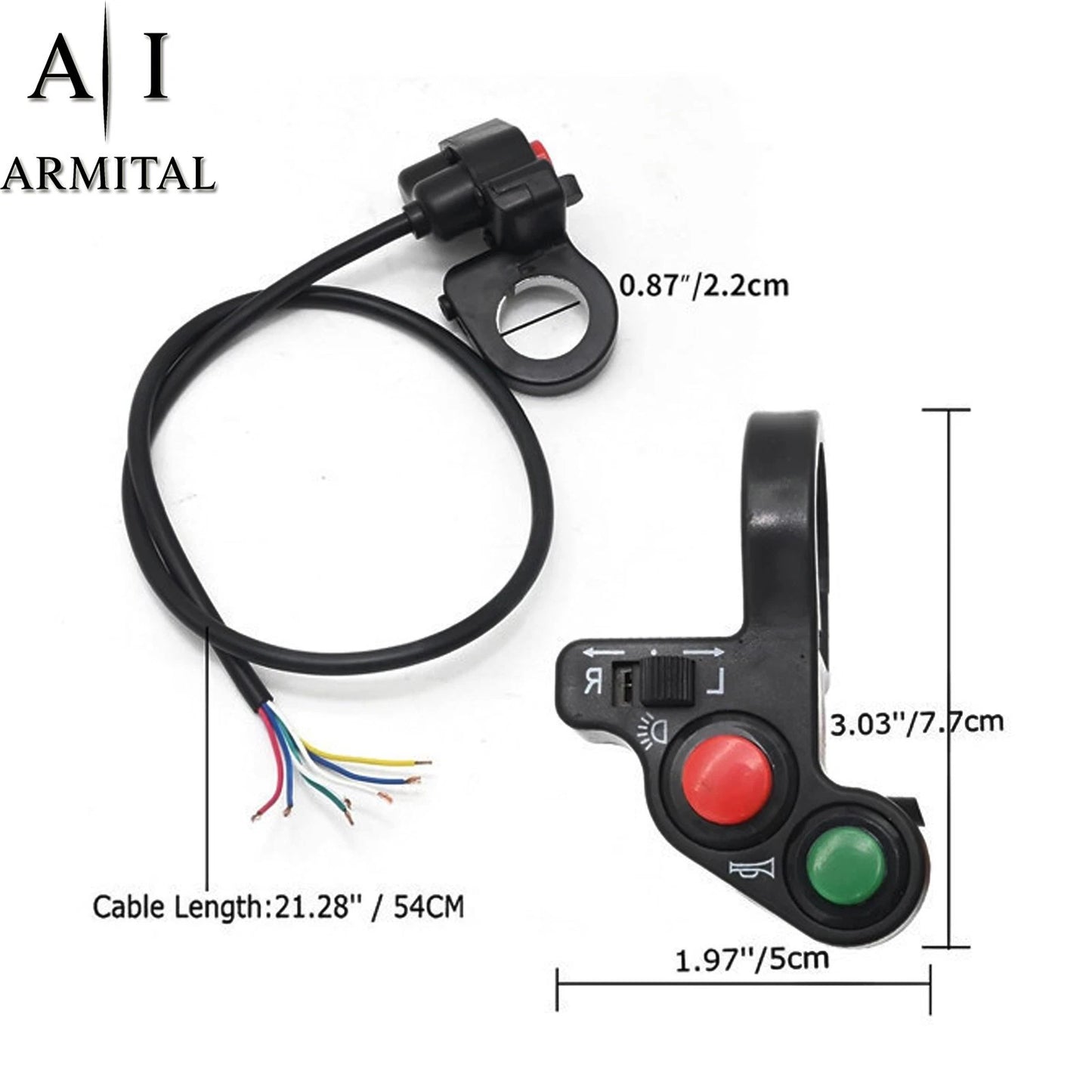 Interruttore Moto Universale Sinistro Per Manubrio 22mm Multifunzione Tre In Uno Per Clacson Frecce E Luci In ABS Alta Resistenza