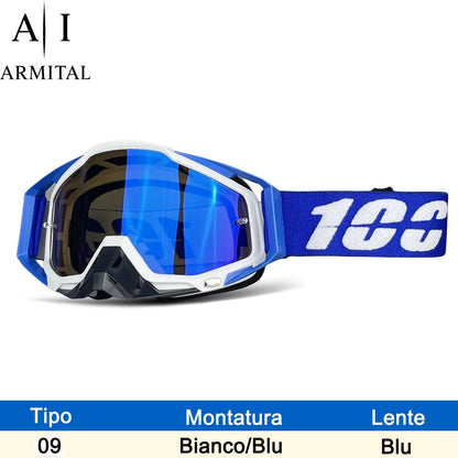 Occhiali Motocross Professionali Antiappannamento UV400 per MX MTB Sci ed Enduro