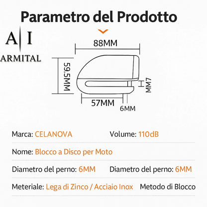 Lucchetto Bloccadisco Antifurto per Moto e Bici con Allarme Sonoro 110dB Robusto