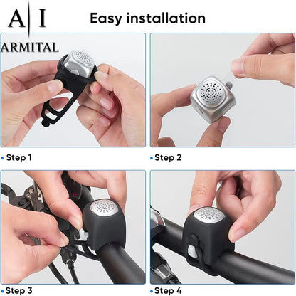 Clacson Elettrico per Bici e Monopattino 120dB Impermeabile in Silicone con 3 Suoni e Gancio Universale