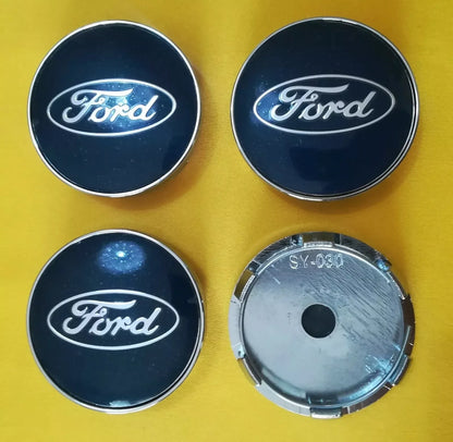 Set 4 Pezzi Tappi Coprimozzo Universali Compatibili Con Cerchi In Lega Ford 60mm Colore Blu Finitura Elegante