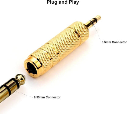 Adattatore Audio Jack 6.35mm Maschio a 3.5mm Femmina Stereo TRS Placcato Oro