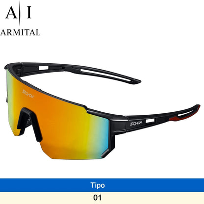 Occhiali da Ciclismo e Sport Outdoor UV400 Lenti HD Antivento in Policarbonato