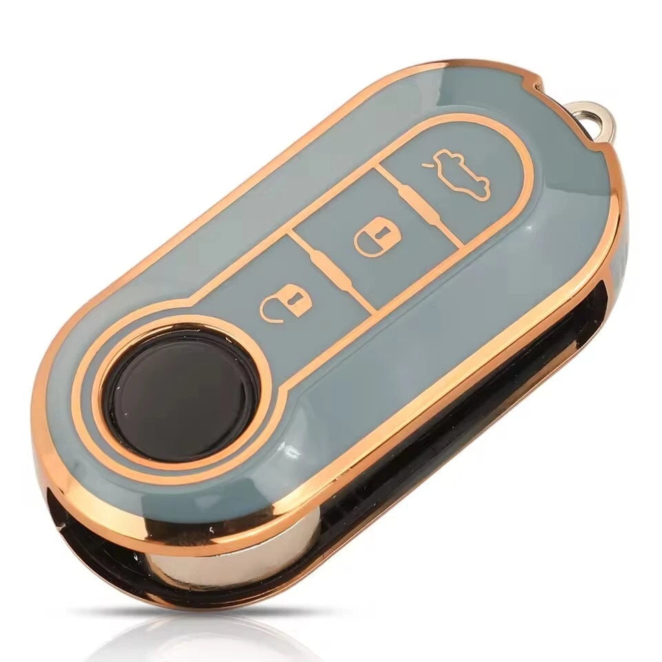 Cover Protettiva In Silicone TPU Per Telecomando Auto Fiat E Lancia - Protezione Antigraffio Guscio Chiave Flessibile Oro