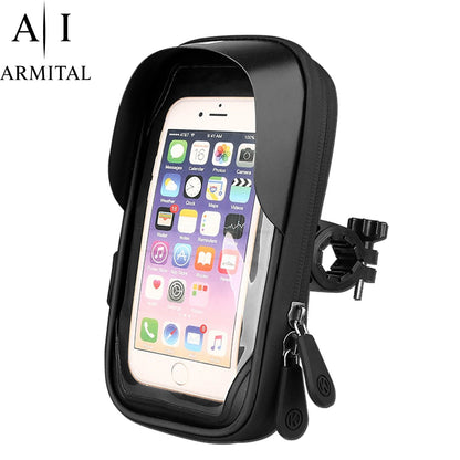 Supporto Smartphone Impermeabile Per Bici E Moto Rotazione 360 Gradi Con Visiera Parasole E Touch Screen Sensibile