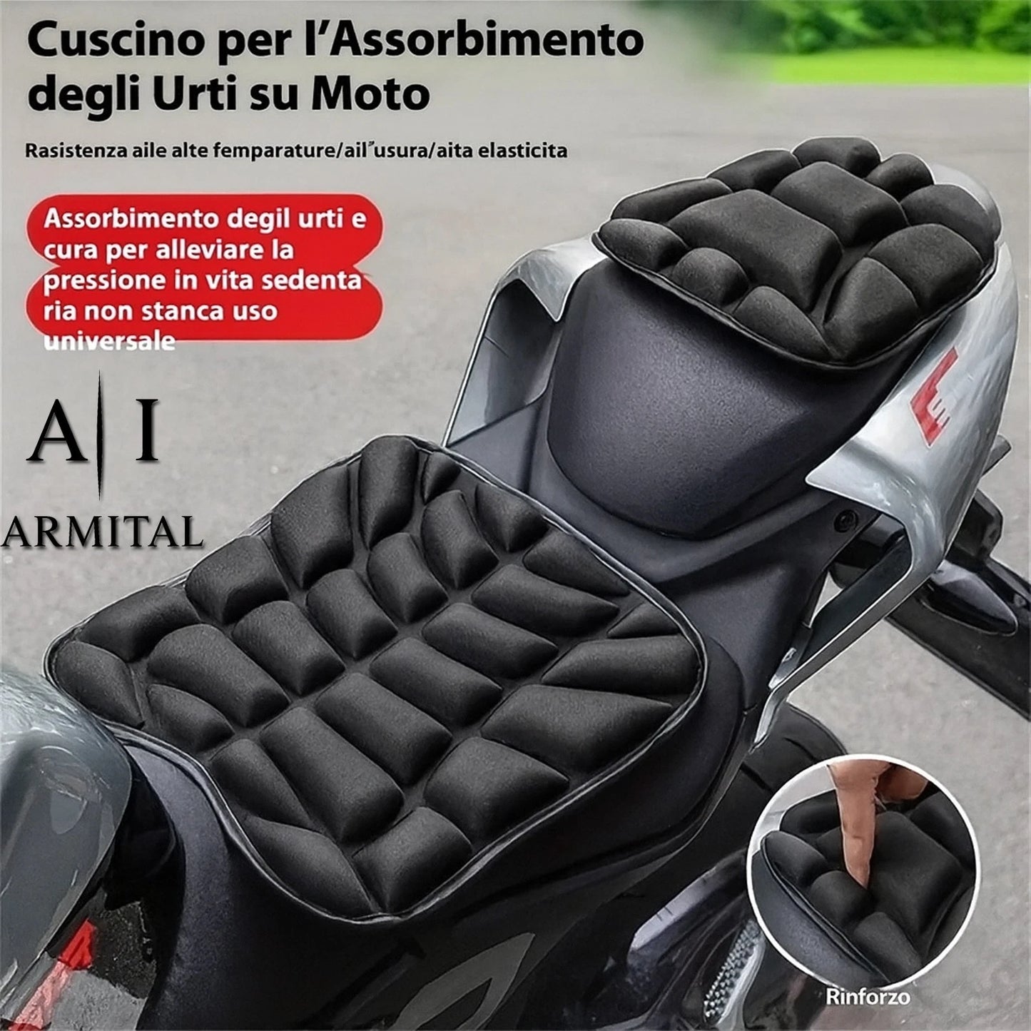 Cuscino Sella Moto 3D Gel Universale Traspirante Ergonomico Antiscivolo