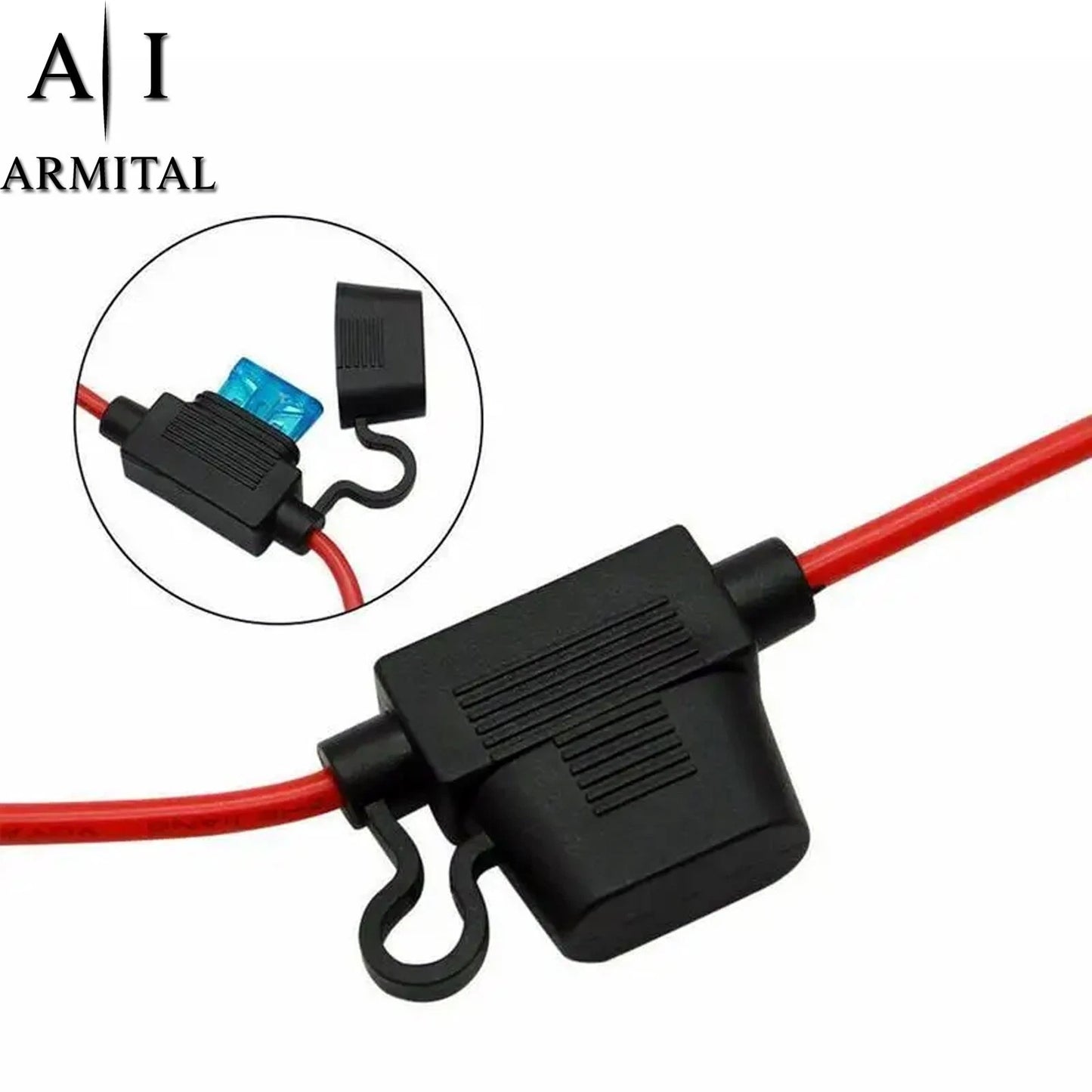 Cavo SAE 2 Pin 12V con Terminali ad Anello e Fusibile 10A per Moto e Auto