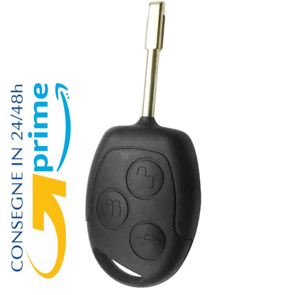 Guscio Cover Chiave Compatibile Per Ford Fiesta Focus Ka Mondeo Transit - Scocca Telecomando 3 Tasti Con Lama Vergine Ricambio Qualità Premium