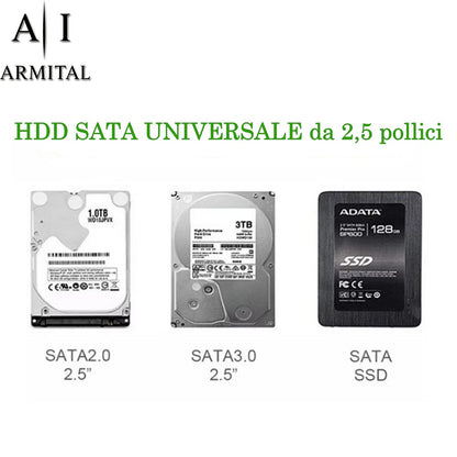 Case Esterno Trasparente HDD SSD 2.5 SATA III USB 3.0 UASP Installazione Rapida