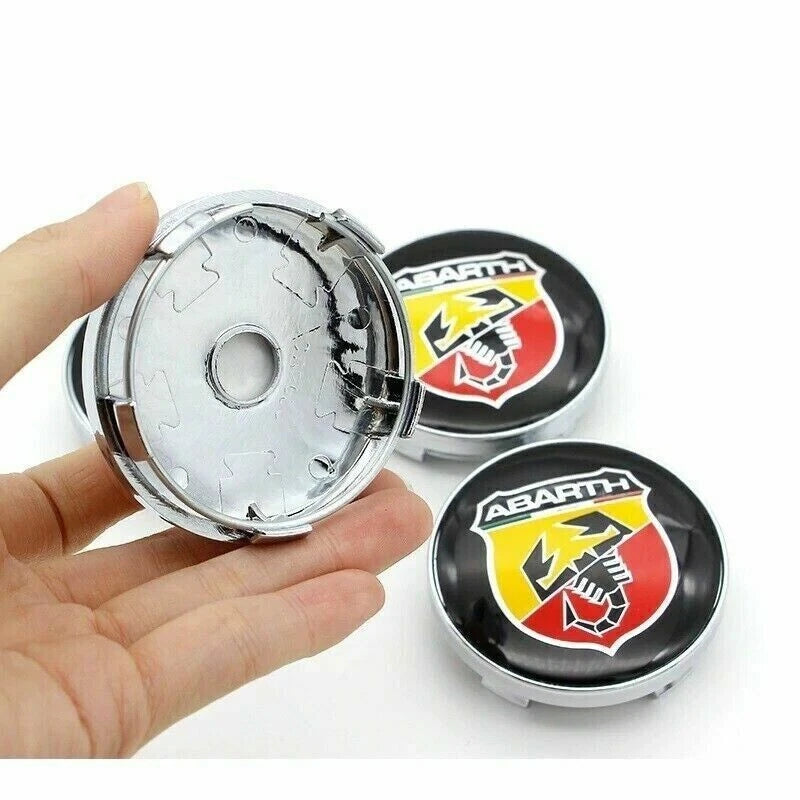 Coprimozzo Centrale 60mm Per Cerchi In Lega Abarth 500 595 695 Tappo Foro Centrale In Abs Resistente Colore Argento E Nero