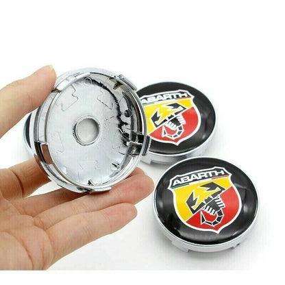 Coprimozzo Centrale 60mm Per Cerchi In Lega Abarth 500 595 695 Tappo Foro Centrale In Abs Resistente Colore Argento E Nero