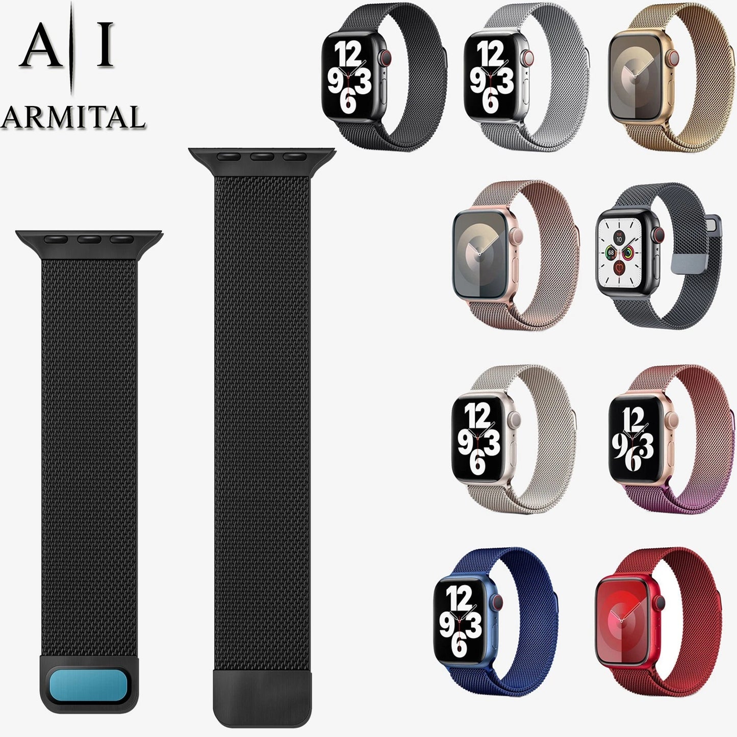 Cinturino Maglia Milanese In Acciaio Inossidabile Per Apple Watch Chiusura Magnetica Regolabile Universale 38mm-49mm Design Elegante E Traspirante