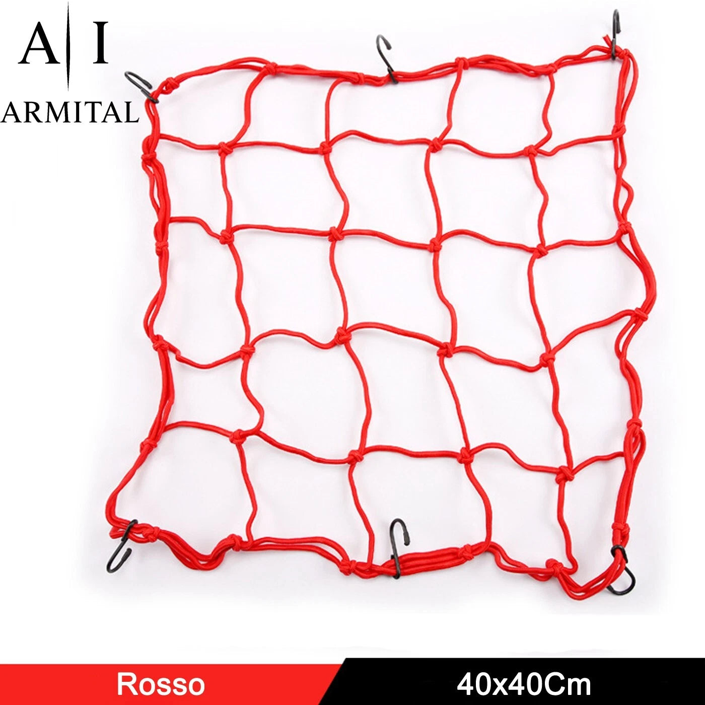 Rete Ragno Elastica Moto Universale 40x40cm Porta Casco e Bagagli con 6 Ganci