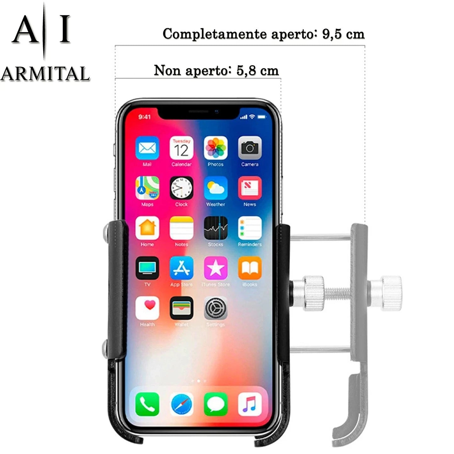 Supporto Smartphone per Bici e Moto in Alluminio con Rotazione 360 Gradi Nero