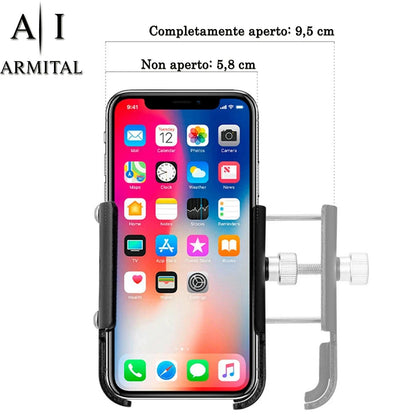 Supporto Smartphone per Bici e Moto in Alluminio con Rotazione 360 Gradi Nero