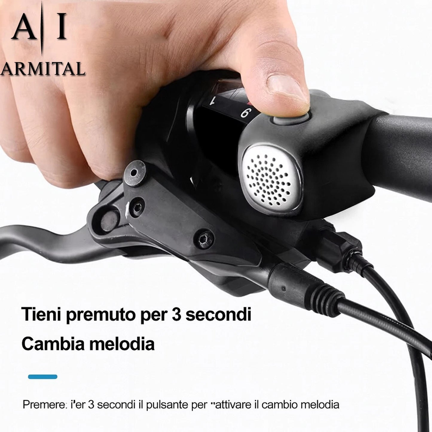 Clacson Elettrico per Bici e Monopattino 120dB Impermeabile in Silicone con 3 Suoni e Gancio Universale