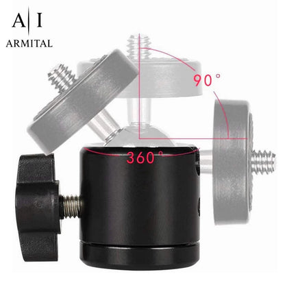 Supporto Mini Testa a Sfera 360 Gradi Filettatura 1/4 Adattatore Hot Shoe Nero