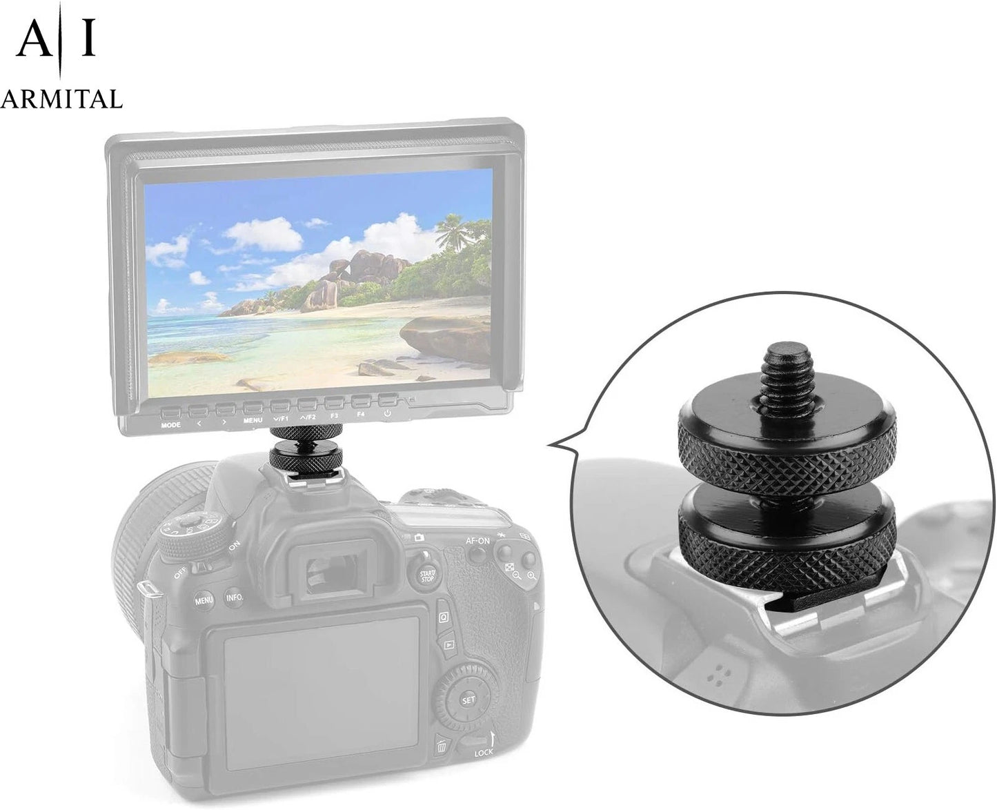 2x Adattatori Universali Hot Shoe a Vite 1/4 Pollici per Fotocamere DSLR e Rig