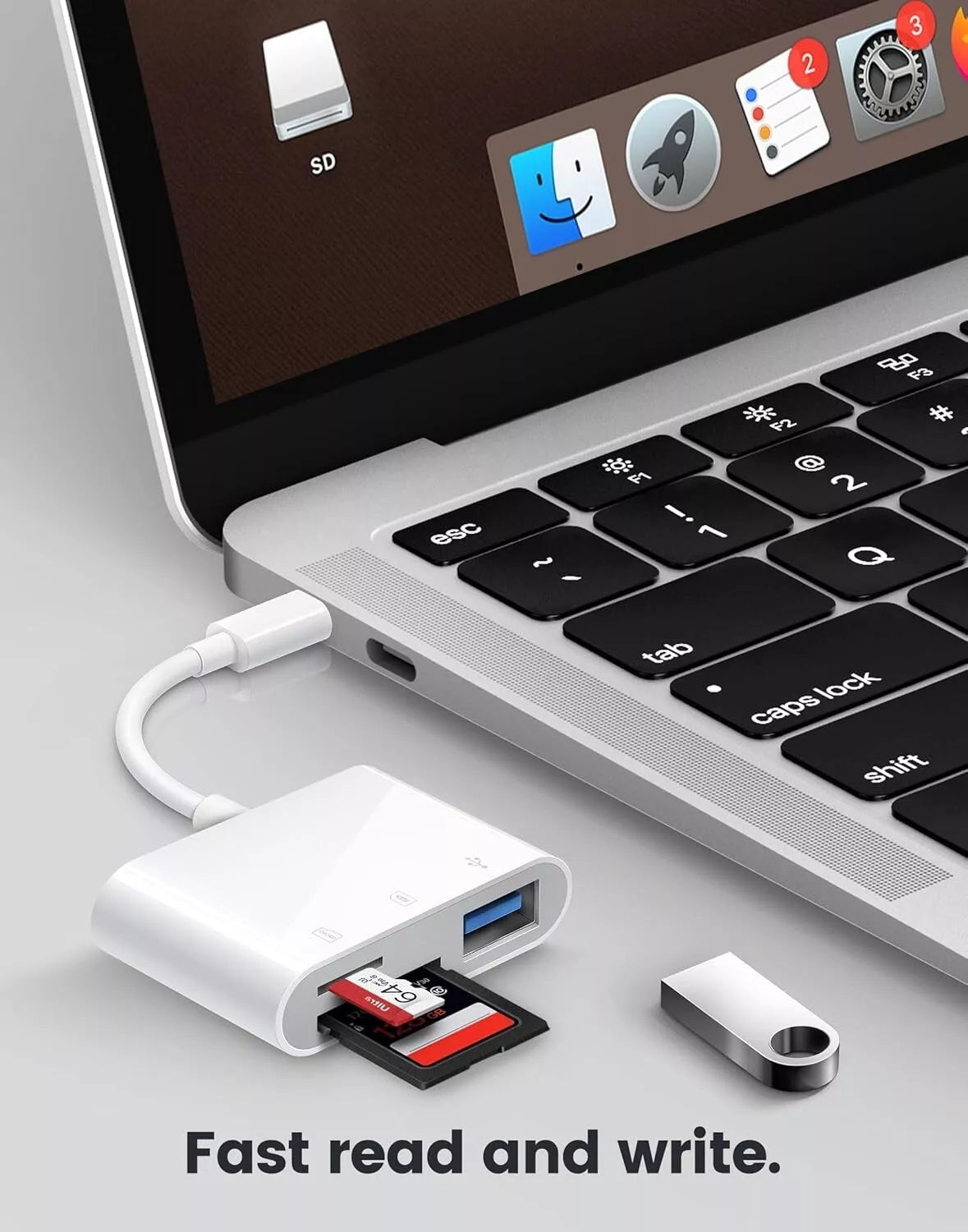 Adattatore USB-C OTG Lettore Schede SD Micro SD per iPhone 16 iPad e MacBook