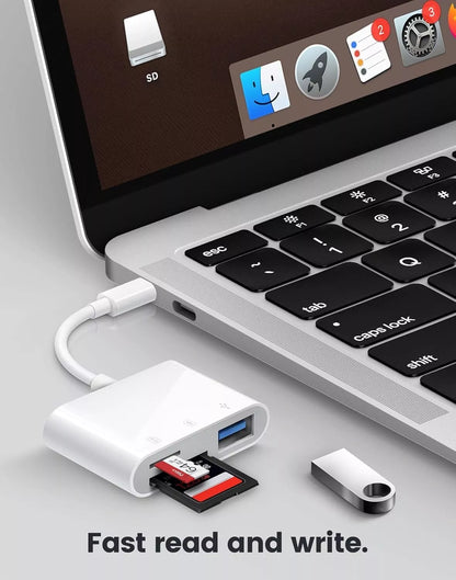 Adattatore USB-C OTG Lettore Schede SD Micro SD per iPhone 16 iPad e MacBook