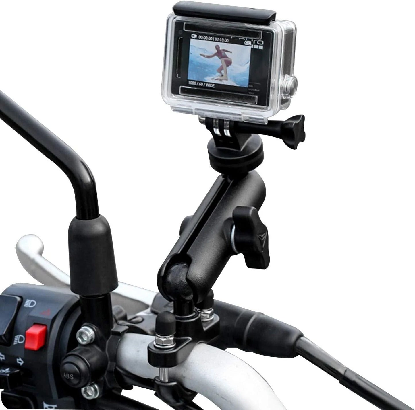 Supporto Manubrio 360 Gradi in Alluminio per Action Cam GoPro e Moto 1/4