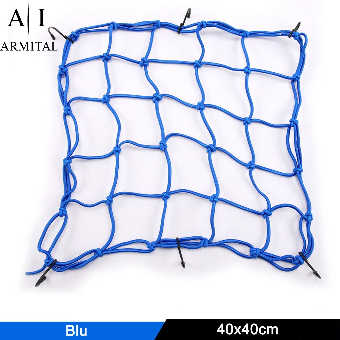 Rete Ragno Elastica Moto Universale 40x40cm Porta Casco e Bagagli con 6 Ganci Antigraffio Regolabili