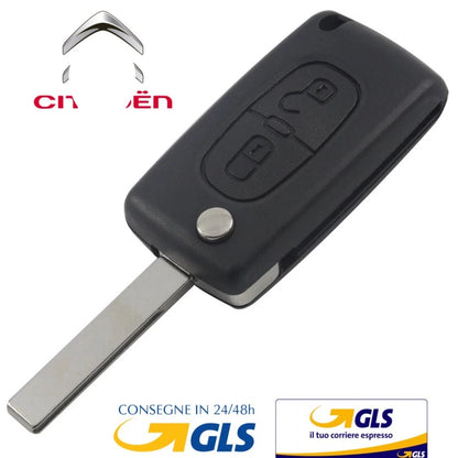 Guscio Cover Chiave Compatibile Per Citroen C1 C2 C3 C4 C5 Berlingo - Scocca Telecomando 2 Tasti Con Lama Scanalata Vergine