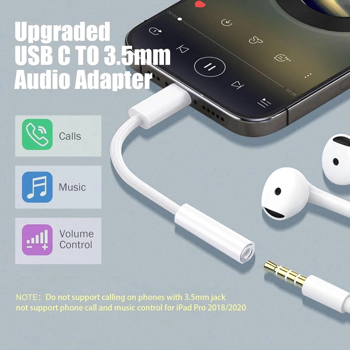Adattatore USB-C a Jack 3.5mm DAC Alta Fedeltà per iPhone 16 Samsung e Pixel