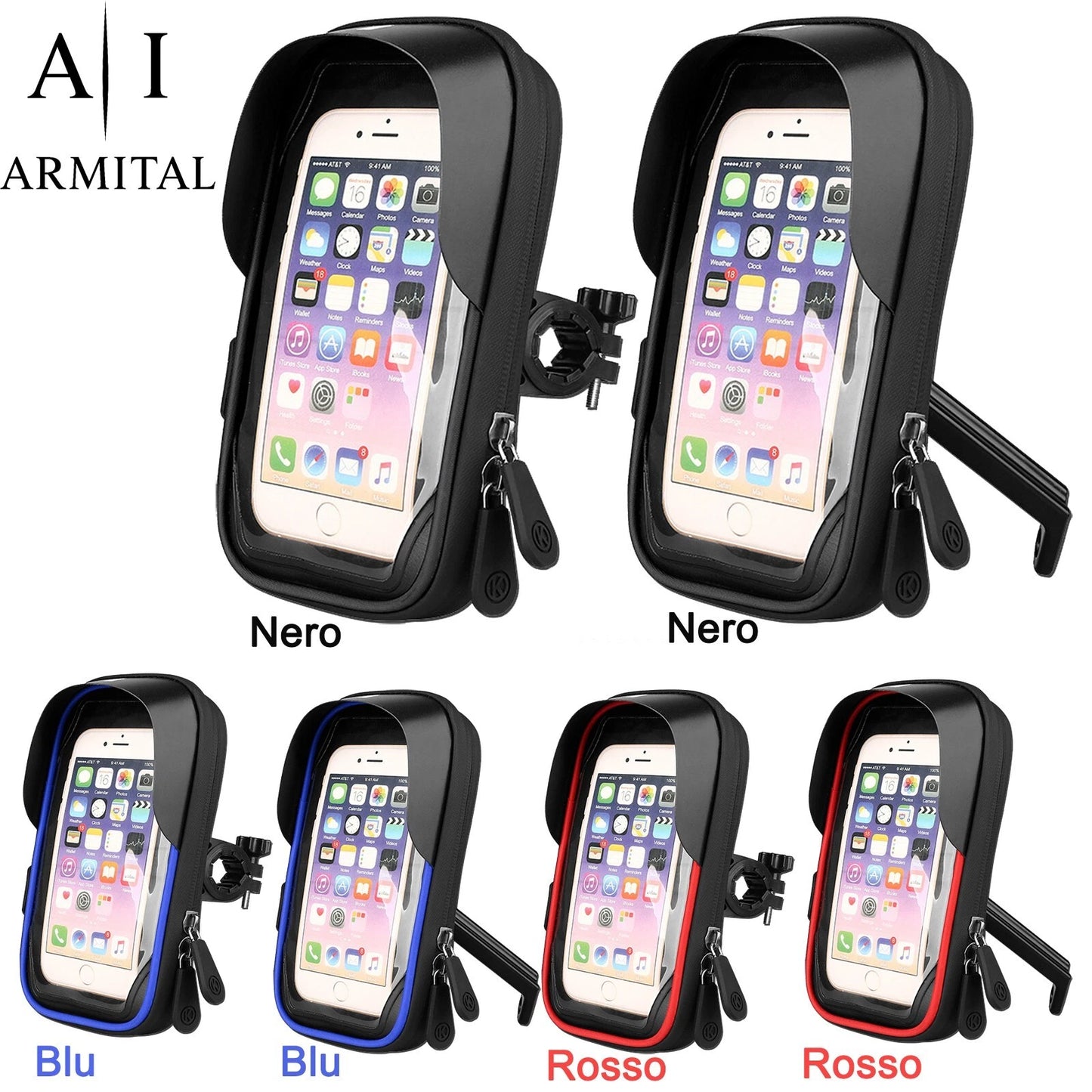 Supporto Smartphone Impermeabile Per Bici E Moto Rotazione 360 Gradi Con Visiera Parasole E Touch Screen Sensibile
