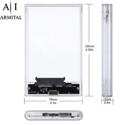 Case Esterno Trasparente HDD SSD 2.5 SATA III USB 3.0 UASP Installazione Rapida