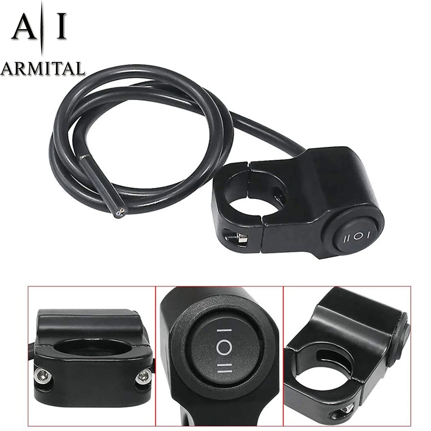 Interruttore Manubrio Moto Universale 22mm Impermeabile 12V-60V In Lega Di Alluminio Per Fari LED E Proiettori Supplementari ATV Scooter