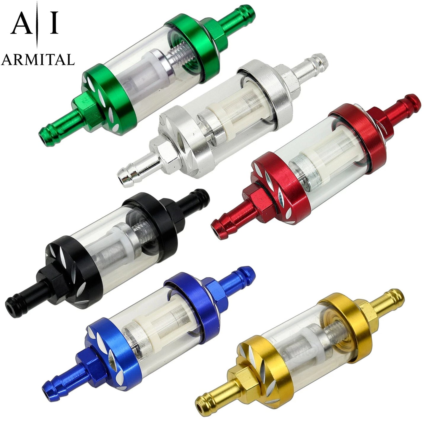 Filtro Carburante Universale 8mm In Alluminio CNC Con Vetro Trasparente Smontabile Per Moto Cross Dirt Bike ATV