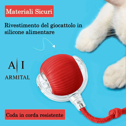Smart Ball Interattiva Per Cani E Gatti Palla Elettrica Rotante Automatica Ricaricabile USB-C Con Sensore Ostacoli In Silicone Silenzioso
