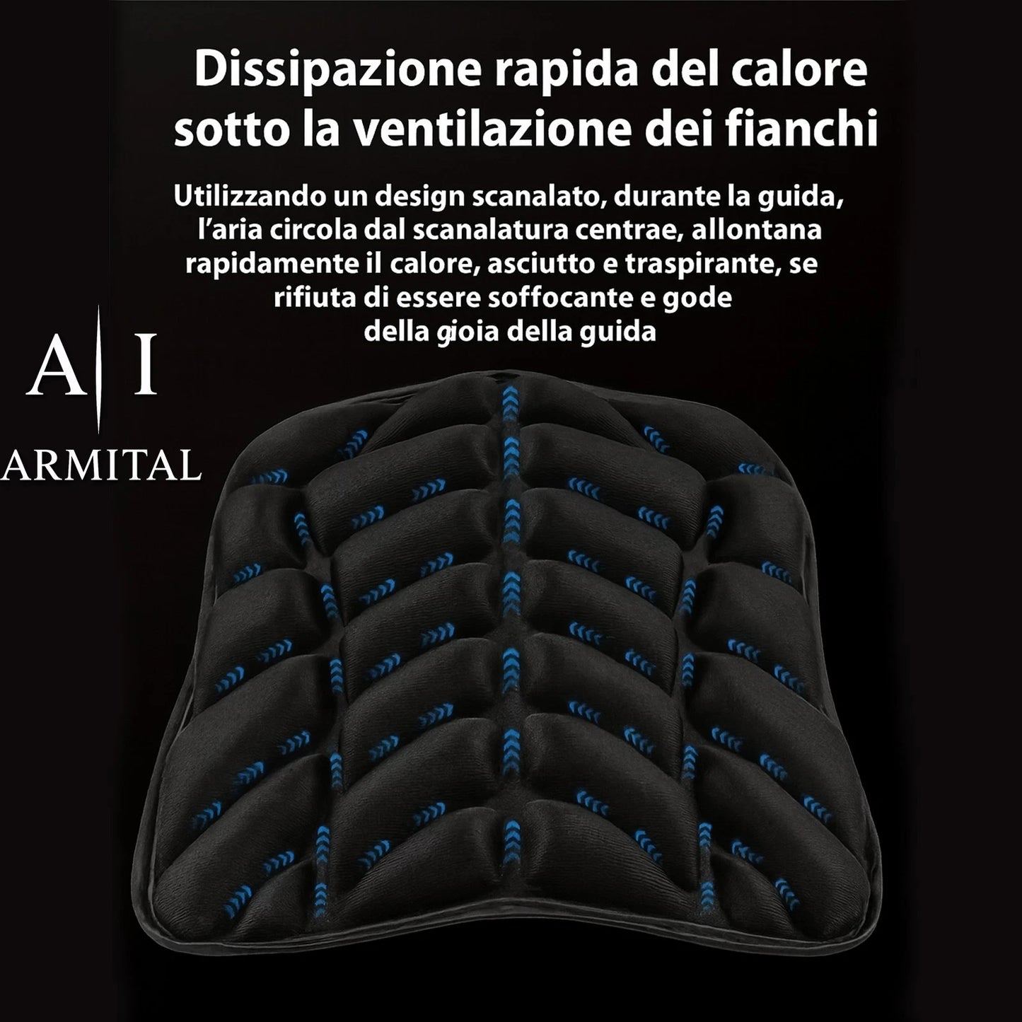 Cuscino Sella Moto 3D Gel Universale Traspirante Ergonomico Antiscivolo