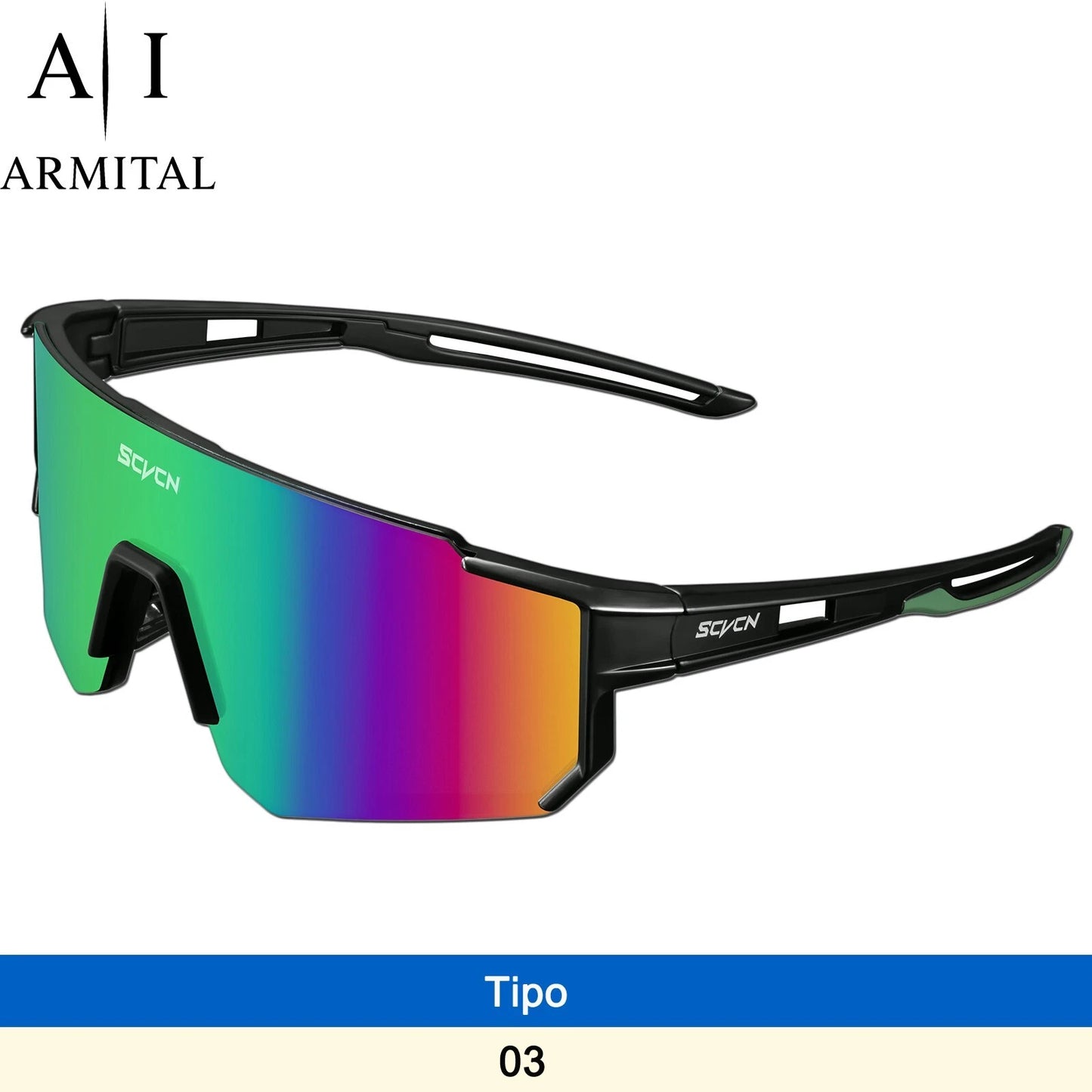 Occhiali da Ciclismo e Sport Outdoor UV400 Lenti HD Antivento in Policarbonato