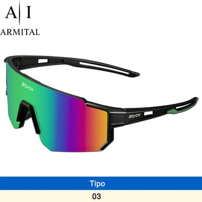 Occhiali da Ciclismo e Sport Outdoor UV400 Lenti HD Antivento in Policarbonato