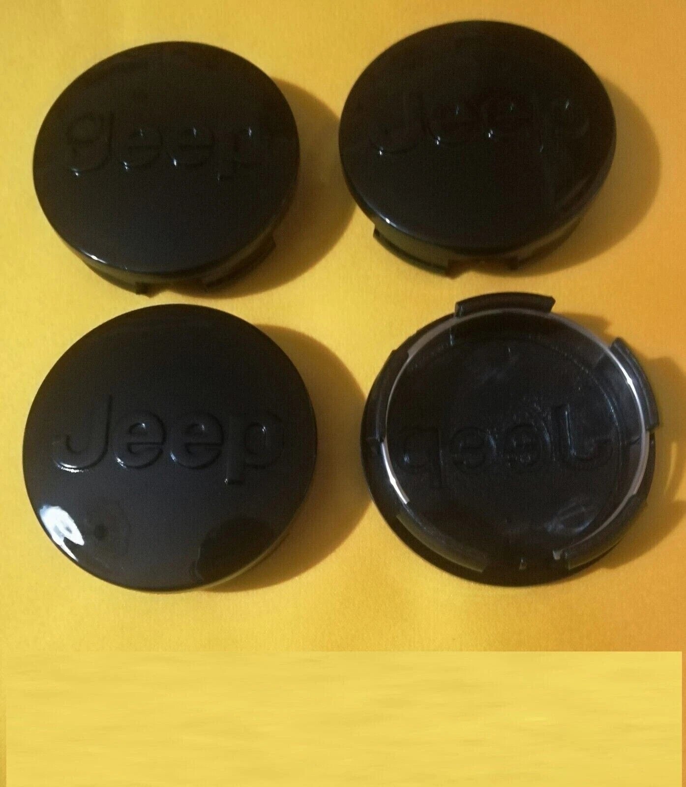 Set 4 Tappi Coprimozzo Neri 63mm Compatibili con Cerchi in Lega Jeep Cherokee e Renegade - Finitura Nero Lucido Alta Qualità