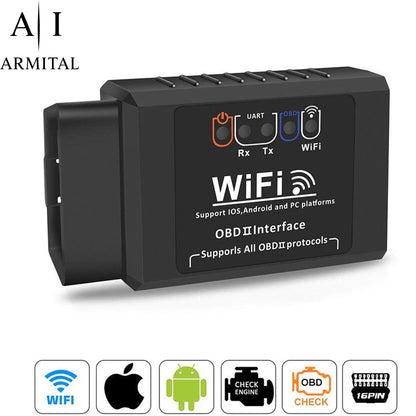 Scanner OBD2 WiFi ELM327 Diagnosi Auto per iOS Android Reset Spia Motore