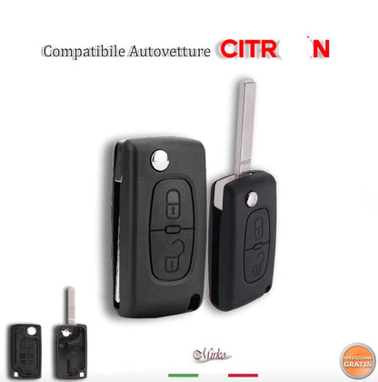 Guscio Chiave Compatibile Citroen C1 C2 C3 C4 C5 Ricambio Scocca Telecomando 2 Tasti con Lama a Scatto in ABS Alta Qualità