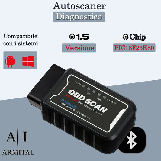 Scanner OBD2 Bluetooth ELM327 Diagnosi Auto Professionale Android e Windows