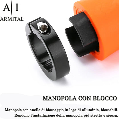 Coppia Manopole MTB Ergonomiche Antiscivolo in Gomma TPR con Doppio Bloccaggio in Alluminio Universali per Bicicletta Mountain Bike BMX e City Bike