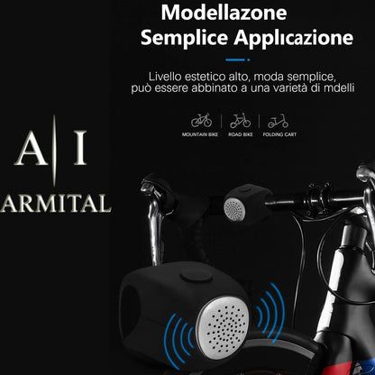 Clacson Elettrico per Bici e Monopattino 120dB Impermeabile in Silicone con 3 Suoni e Gancio Universale