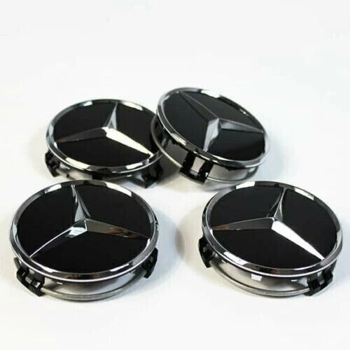 Set 4 Tappi Coprimozzo 60mm Compatibili Con Mercedes Classe A B C D E In ABS Di Alta Qualità