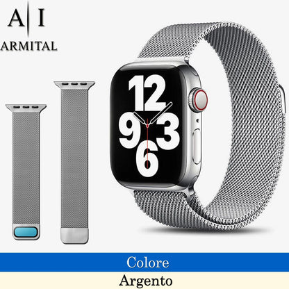 Cinturino Maglia Milanese In Acciaio Inossidabile Per Apple Watch Chiusura Magnetica Regolabile Universale 38mm-49mm Design Elegante E Traspirante