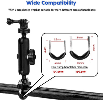 Supporto Manubrio 360 Gradi in Alluminio per Action Cam GoPro e Moto 1/4