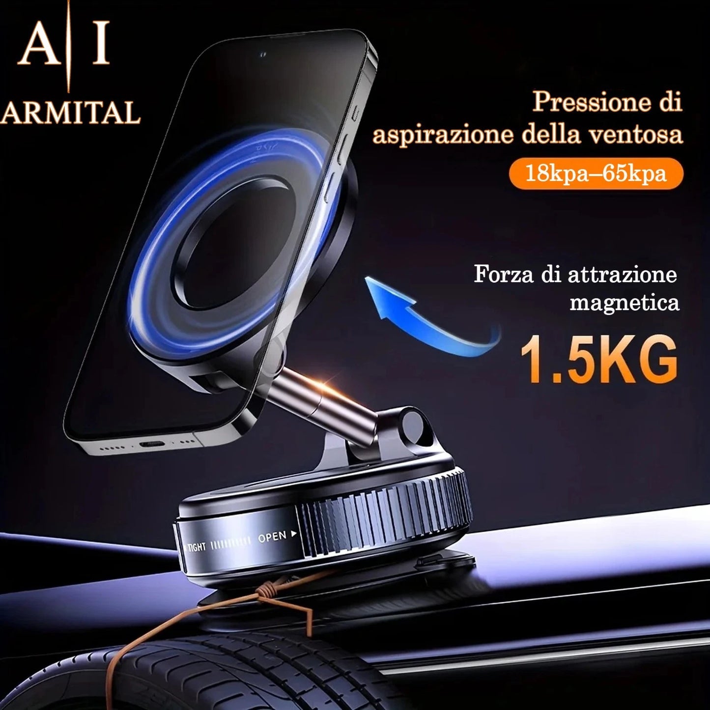 Supporto Auto Magnetico Universale Pieghevole 360 Gradi per iPhone e Android